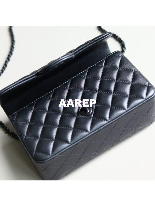 Replica Chanel Lambskin Mini Flap Bag With Top Handle All Black AS2431 7