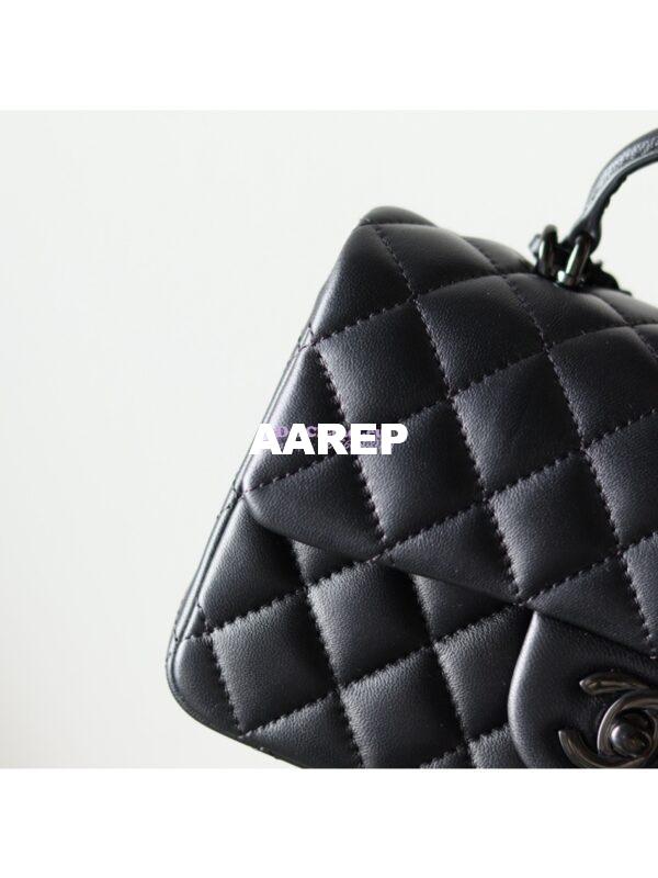 Replica Chanel Lambskin Mini Flap Bag With Top Handle All Black AS2431 10