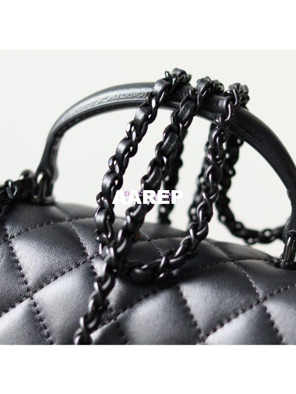 Replica Chanel Lambskin Mini Flap Bag With Top Handle All Black AS2431 11