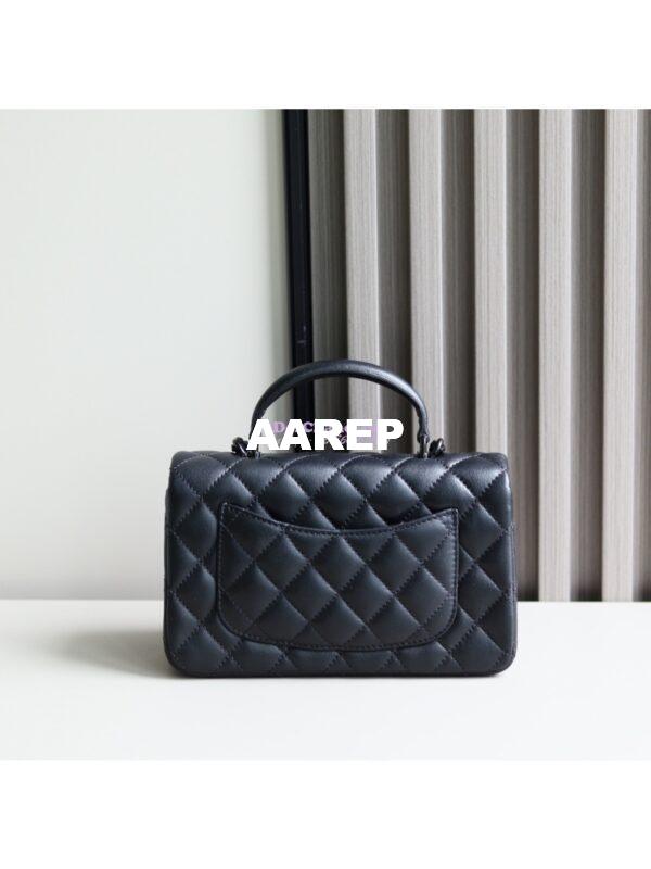 Replica Chanel Lambskin Mini Flap Bag With Top Handle All Black AS2431 12