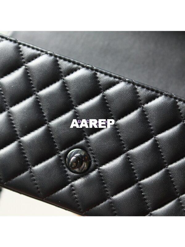 Replica Chanel Lambskin Mini Flap Bag With Top Handle All Black AS2431 15