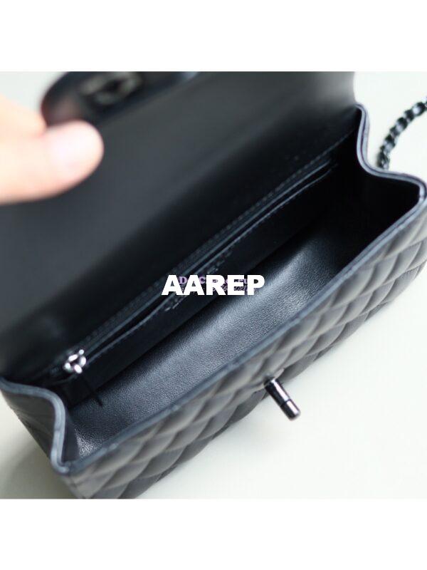 Replica Chanel Lambskin Mini Flap Bag With Top Handle All Black AS2431 16