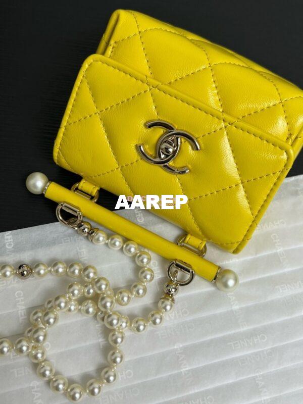 Replica Chanel 24P Lambskin Clutch With Chain AP4006 Yellow Limited Edition 4