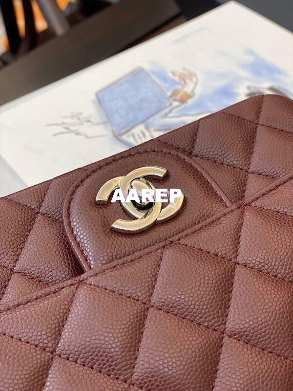 Replica Chanel Quilted Mini Classic Flap Bag Tiny Grainy Caviar with Edge Stitching Wine 9