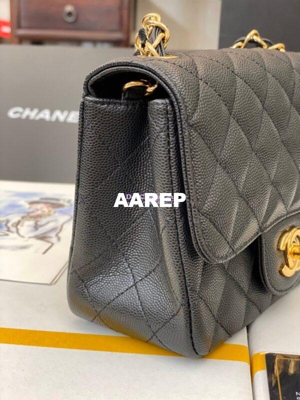 Replica Chanel Quilted Mini Classic Flap Bag Tiny Grainy Caviar with Edge Stitching Black 6