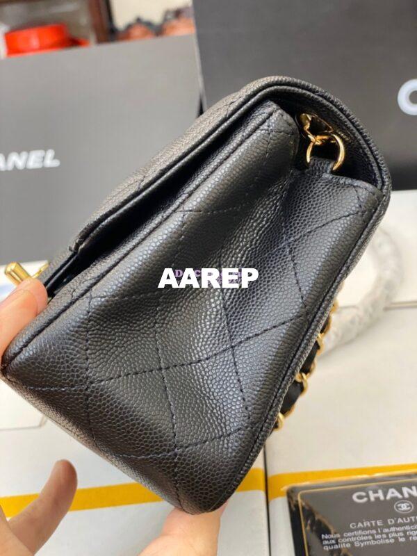 Replica Chanel Quilted Mini Classic Flap Bag Tiny Grainy Caviar with Edge Stitching Black 7