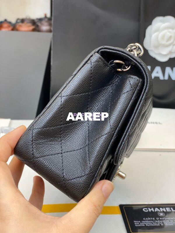 Replica Chanel Quilted Mini Classic Flap Bag Tiny Grainy Caviar with Edge Stitching Black 14