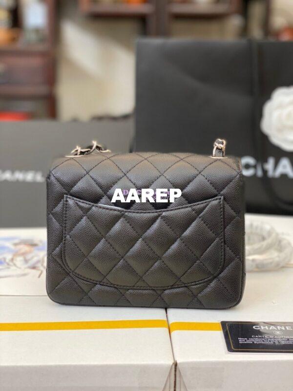 Replica Chanel Quilted Mini Classic Flap Bag Tiny Grainy Caviar with Edge Stitching Black 15