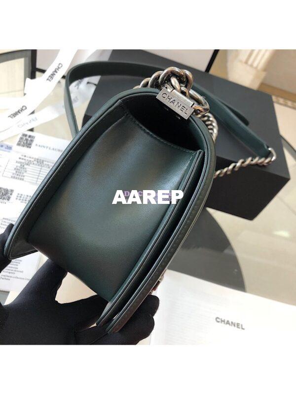 Replica Chanel Python Boy Chanel Flap Bag Ruthenium Hardware Dark Green 8