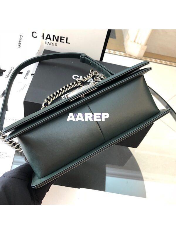 Replica Chanel Python Boy Chanel Flap Bag Ruthenium Hardware Dark Green 10