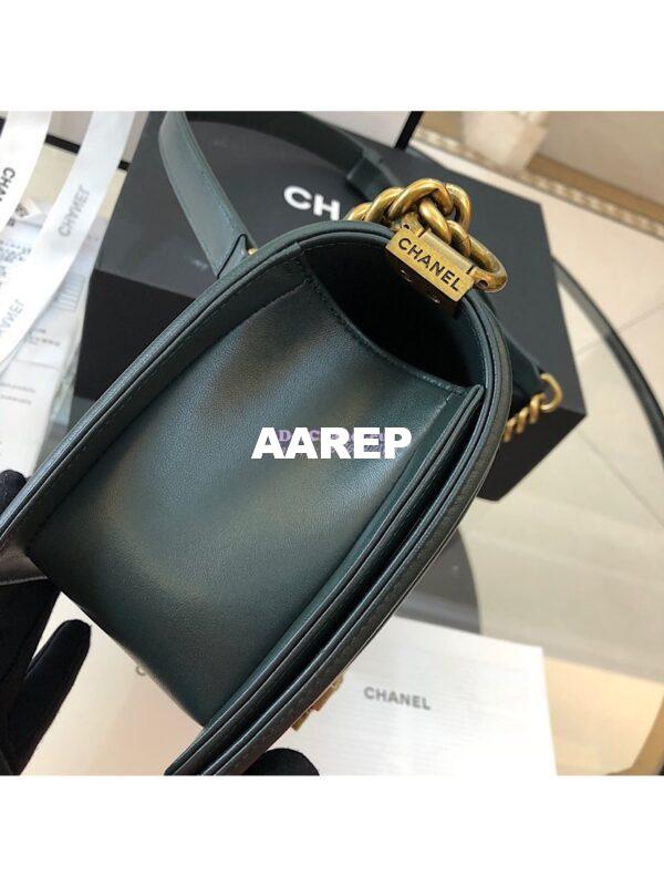 Replica Chanel Python Boy Chanel Flap Bag Ruthenium Hardware Dark Green 14