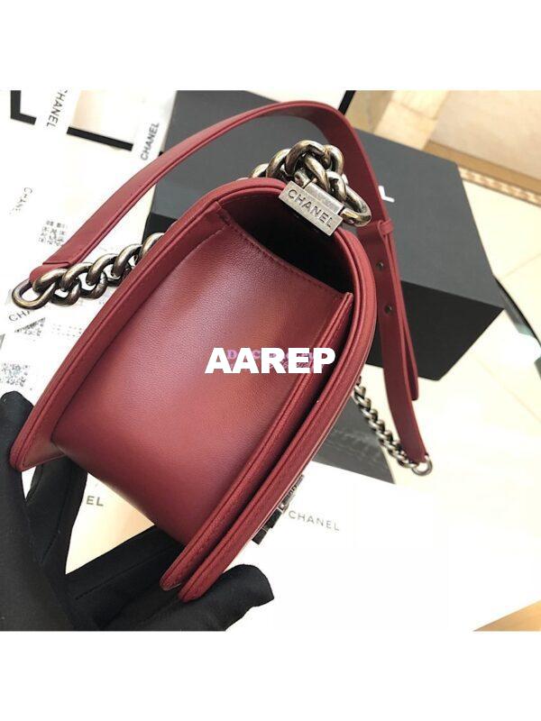 Replica Chanel Python Boy Chanel Flap Bag Ruthenium Hardware Claret Red 7
