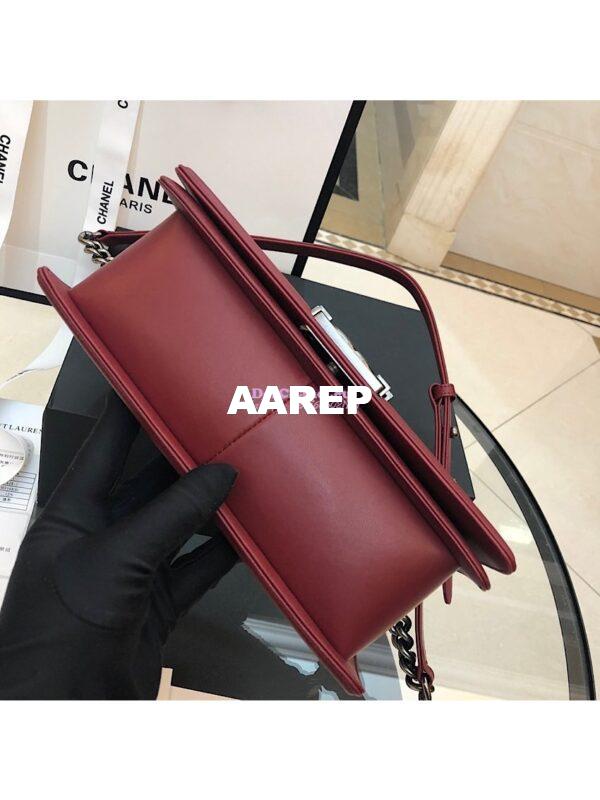 Replica Chanel Python Boy Chanel Flap Bag Ruthenium Hardware Claret Red 10