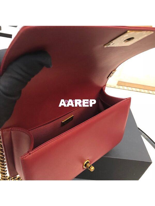 Replica Chanel Python Boy Chanel Flap Bag Ruthenium Hardware Claret Red 16