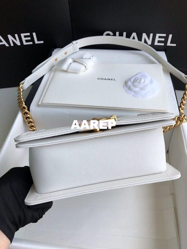 Replica Chanel Chevron Boy Flap Bag in Caviar White 7