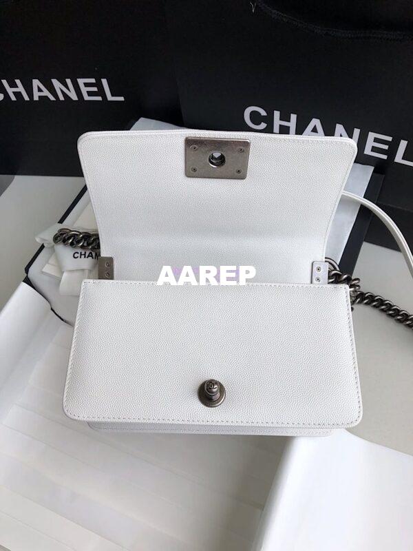 Replica Chanel Chevron Boy Flap Bag in Caviar White 11