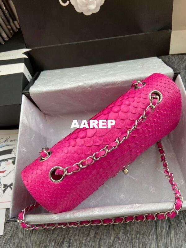 Replica Chanel Python Leather CF Classic Flap Bag Coral Pink 14 3