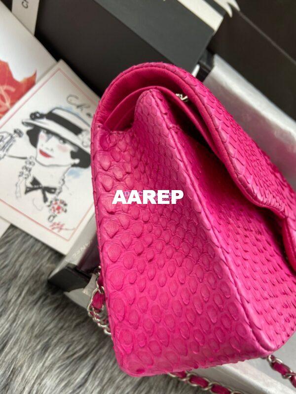 Replica Chanel Python Leather CF Classic Flap Bag Coral Pink 14 4