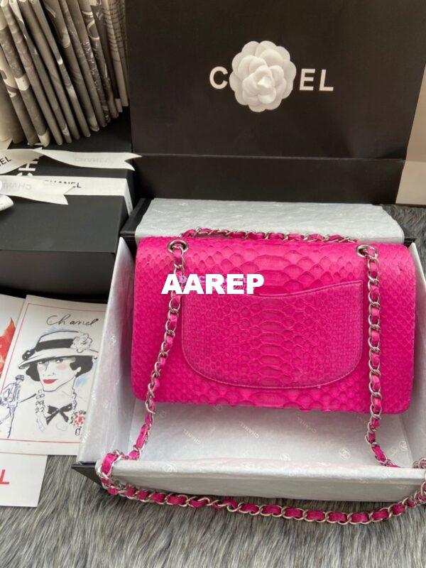 Replica Chanel Python Leather CF Classic Flap Bag Coral Pink 14 5