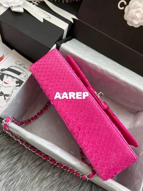 Replica Chanel Python Leather CF Classic Flap Bag Coral Pink 14 9