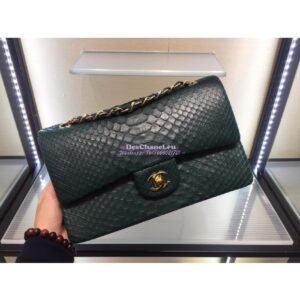 Replica Chanel Python Leather CF Classic Flap Bag Dark Green 13 2