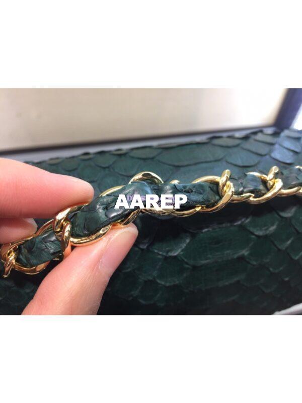 Replica Chanel Python Leather CF Classic Flap Bag Dark Green 13 7