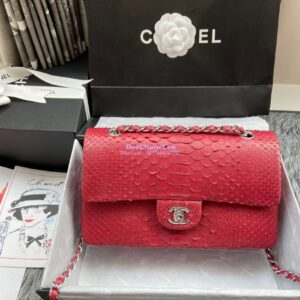 Replica Chanel Python Leather CF Classic Flap Bag Red 12