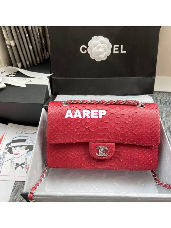 Replica Chanel Python Leather CF Classic Flap Bag Red 12 3