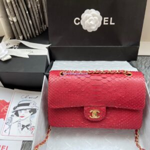 Replica Chanel Python Leather CF Classic Flap Bag Red 12 2