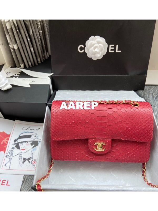 Replica Chanel Python Leather CF Classic Flap Bag Red 12 4