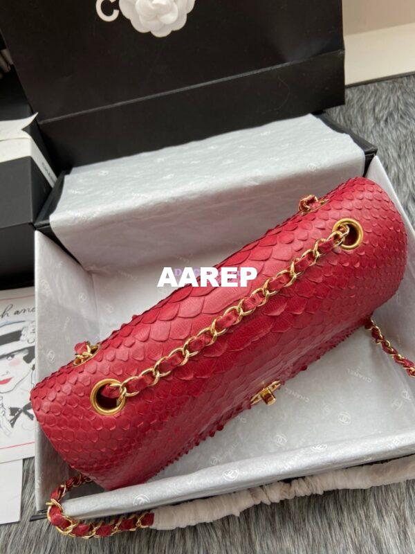 Replica Chanel Python Leather CF Classic Flap Bag Red 12 8