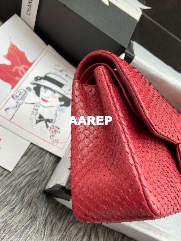 Replica Chanel Python Leather CF Classic Flap Bag Red 12 10