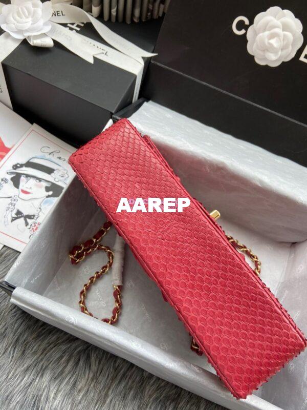 Replica Chanel Python Leather CF Classic Flap Bag Red 12 11