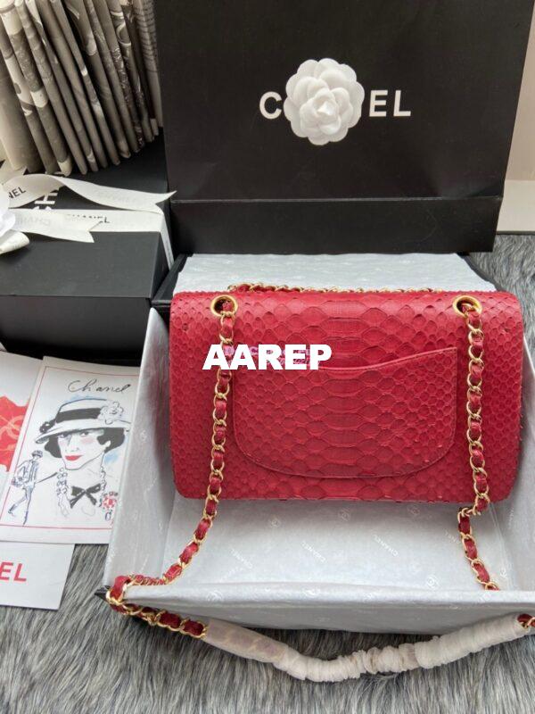 Replica Chanel Python Leather CF Classic Flap Bag Red 12 12