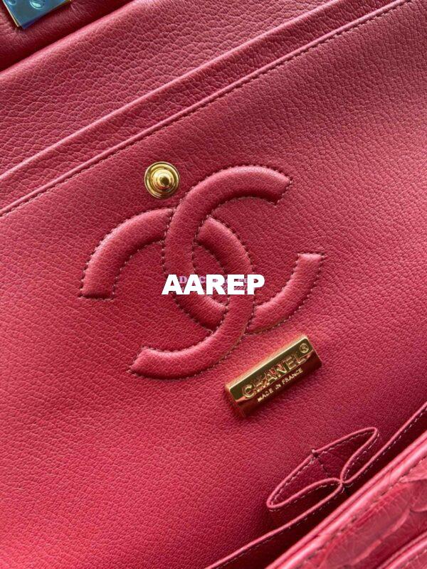 Replica Chanel Python Leather CF Classic Flap Bag Red 12 14
