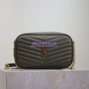 Replica YSL Saint Laurent Quilted Matelasse Monogram Mini Lou Camera Bag Deep Musk