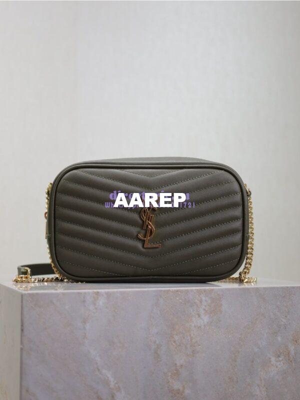 Replica YSL Saint Laurent Quilted Matelasse Monogram Mini Lou Camera Bag Deep Musk 3