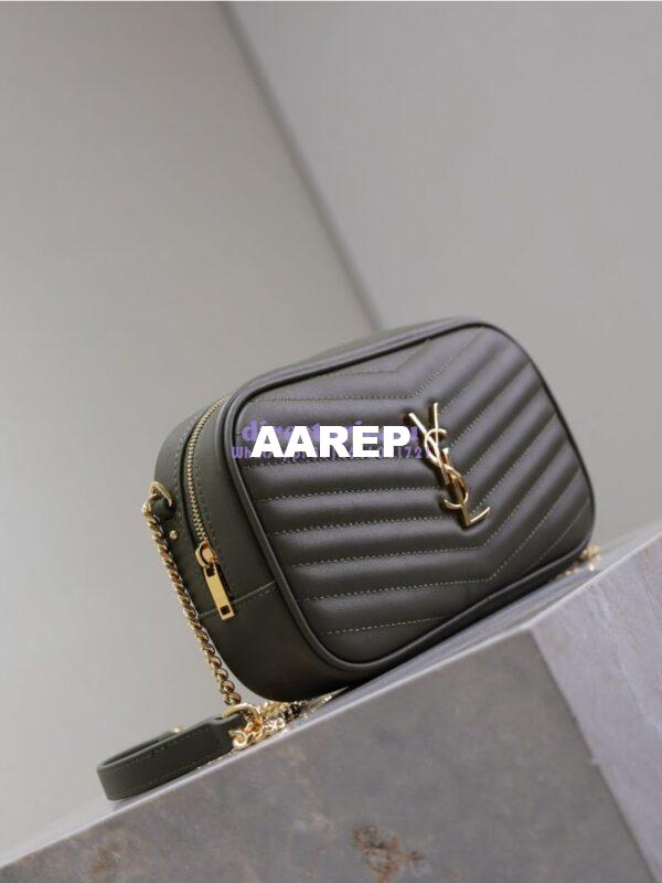 Replica YSL Saint Laurent Quilted Matelasse Monogram Mini Lou Camera Bag Deep Musk 5
