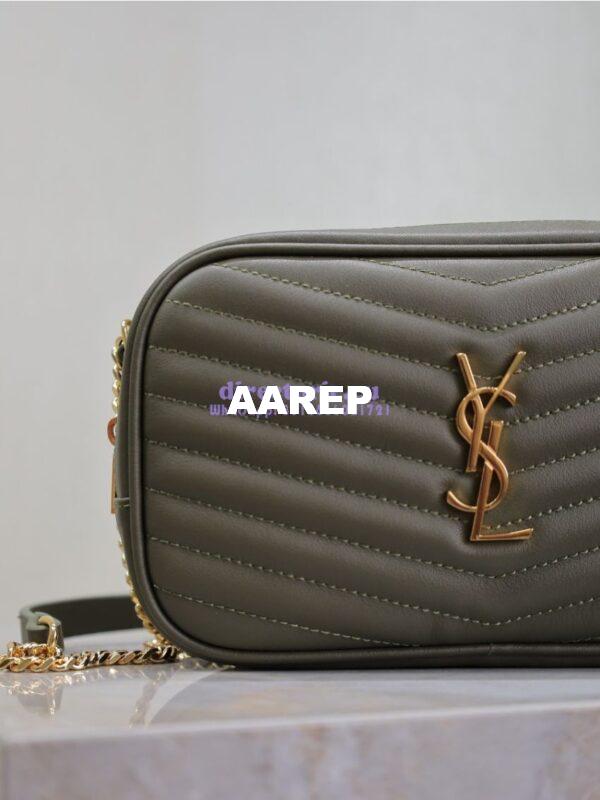 Replica YSL Saint Laurent Quilted Matelasse Monogram Mini Lou Camera Bag Deep Musk 7