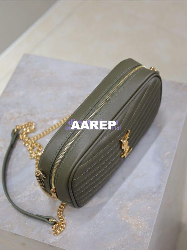 Replica YSL Saint Laurent Quilted Matelasse Monogram Mini Lou Camera Bag Deep Musk 8