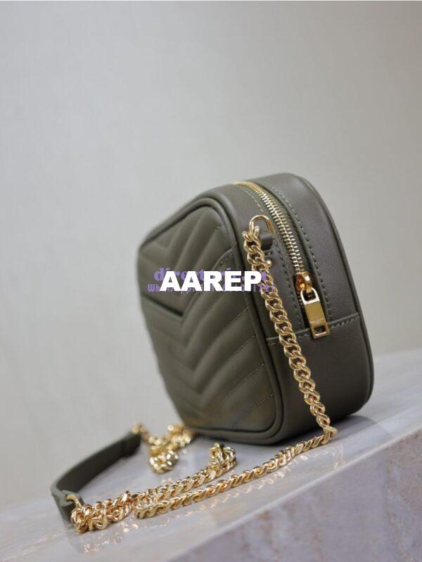 Replica YSL Saint Laurent Quilted Matelasse Monogram Mini Lou Camera Bag Deep Musk 9