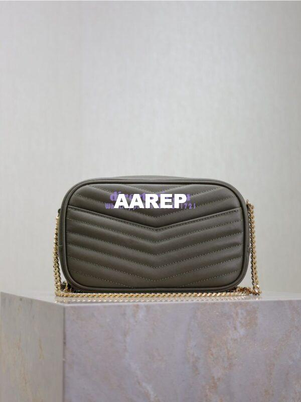 Replica YSL Saint Laurent Quilted Matelasse Monogram Mini Lou Camera Bag Deep Musk 11