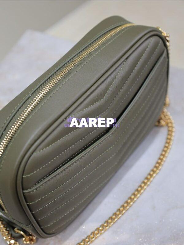 Replica YSL Saint Laurent Quilted Matelasse Monogram Mini Lou Camera Bag Deep Musk 12