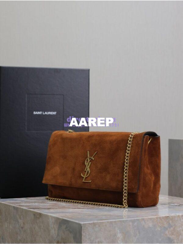 Replica YSL Saint Laurent Reversible Kate Medium In Crocodile-embossed Leather and Suede 553804 Black and Military Taupe 15