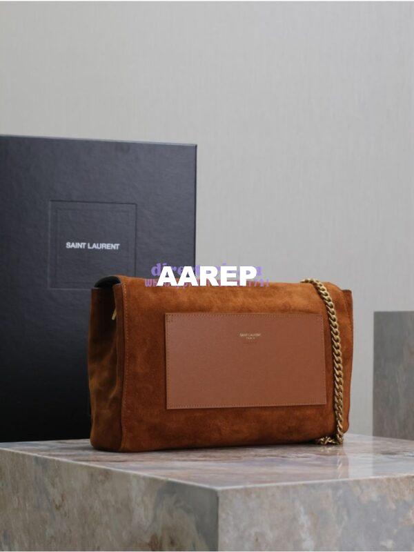 Replica YSL Saint Laurent Reversible Kate Medium In Crocodile-embossed Leather and Suede 553804 Black and Military Taupe 21