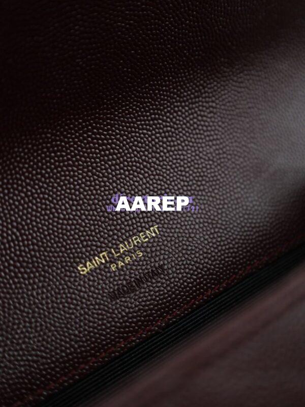 Replica YSL Saint Laurent Monogram Clutch in Quilted Grain De Poudre Embossed Leather 617662 Wine 13