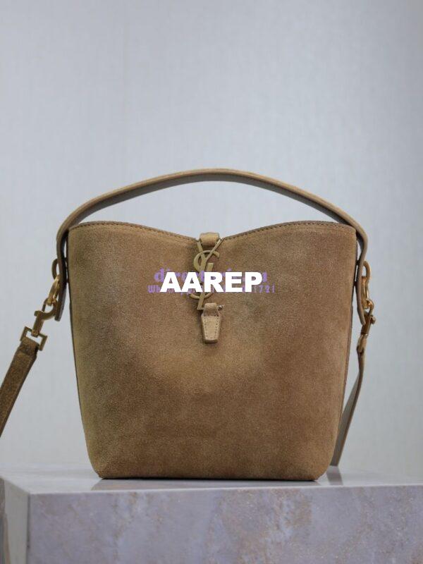 Replica YSL Saint Laurent Small Le 37 in Suede Leather 7490362 Golden Leaf 3