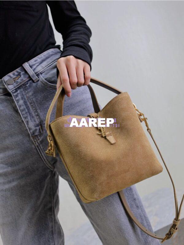 Replica YSL Saint Laurent Small Le 37 in Suede Leather 7490362 Golden Leaf 20