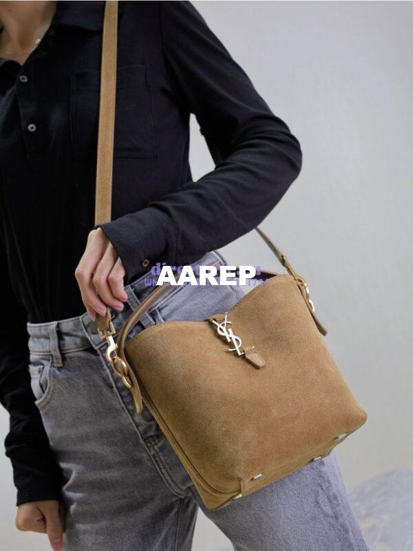 Replica YSL Saint Laurent Small Le 37 in Suede Leather 7490362 Golden Leaf 21