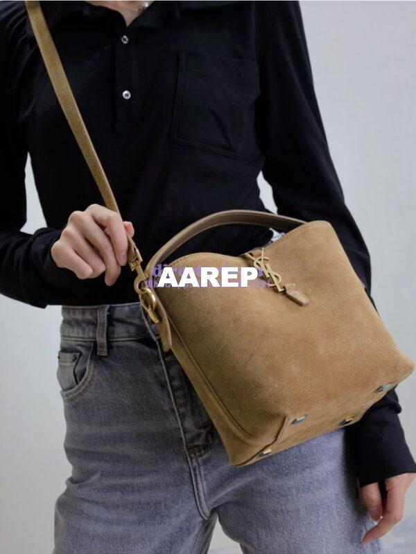 Replica YSL Saint Laurent Small Le 37 in Suede Leather 7490362 Golden Leaf 23